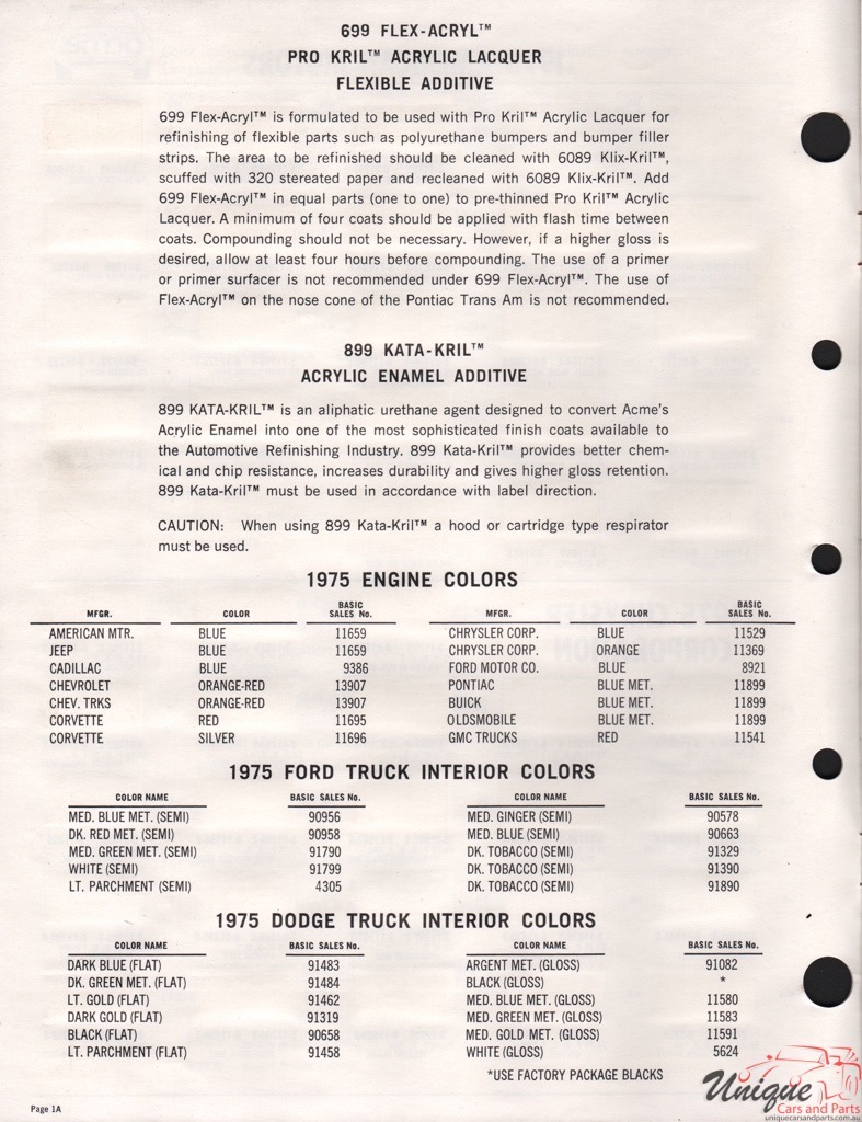 1975 Ford Paint Charts Acme 9